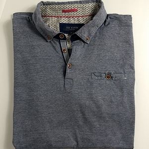 Ted Baker London Blue Mottled Stripe Polo 6 XL-XXL